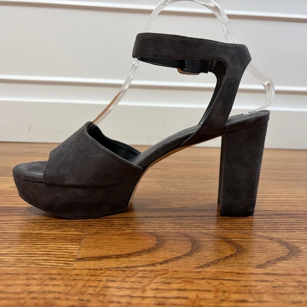 Stuart Weitzman Grey Suede Platform Sandals